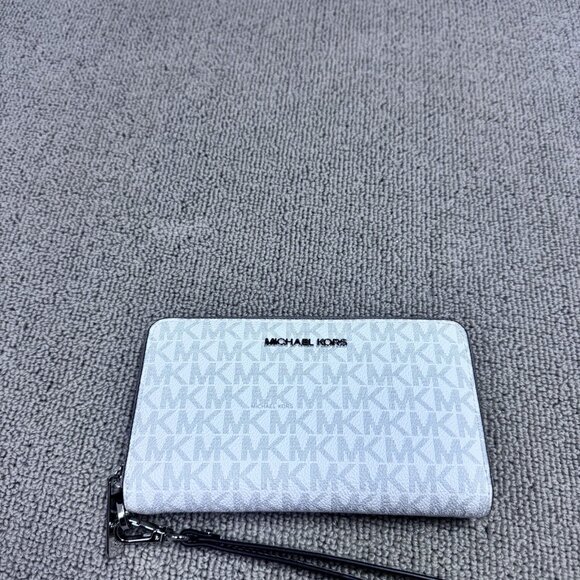 Michael Kors Jet Set Travel Wallet Bright White Zip Around Large NWT - Picture 4 of 8